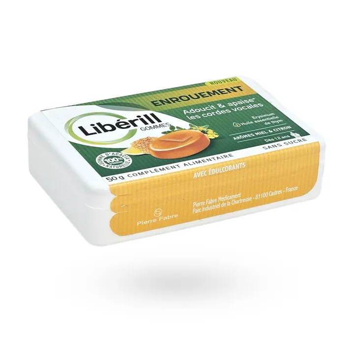 Libérill Gommes Enrouement Miel Citron Sans Sucre – Apaiser la gorge et la voix | Pharmacie en ligne