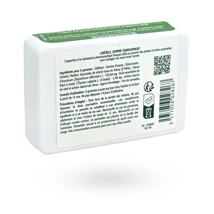 Libérill Gommes Enrouement Miel Citron Sans Sucre – Apaiser la gorge et la voix | Pharmacie en ligne