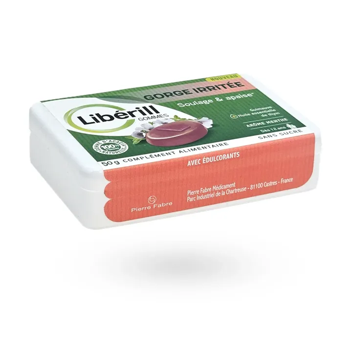 Libérill Gommes Gorge Irritée Menthe Sans Sucre 50 g – Apaiser la gorge | Pharmacie en ligne