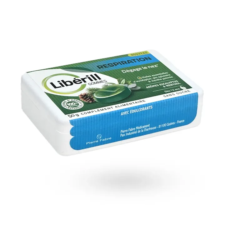 Libérill Gommes Respiration Eucalyptus Menthol Sans Sucre 50 g – Dégager le nez | Pharmacie en ligne