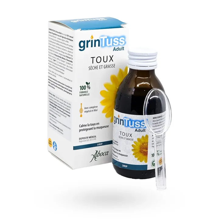 Grintuss Sirop Adultes – Sirop naturel contre la toux sèche et grasse 180 g | Pharmacie en ligne