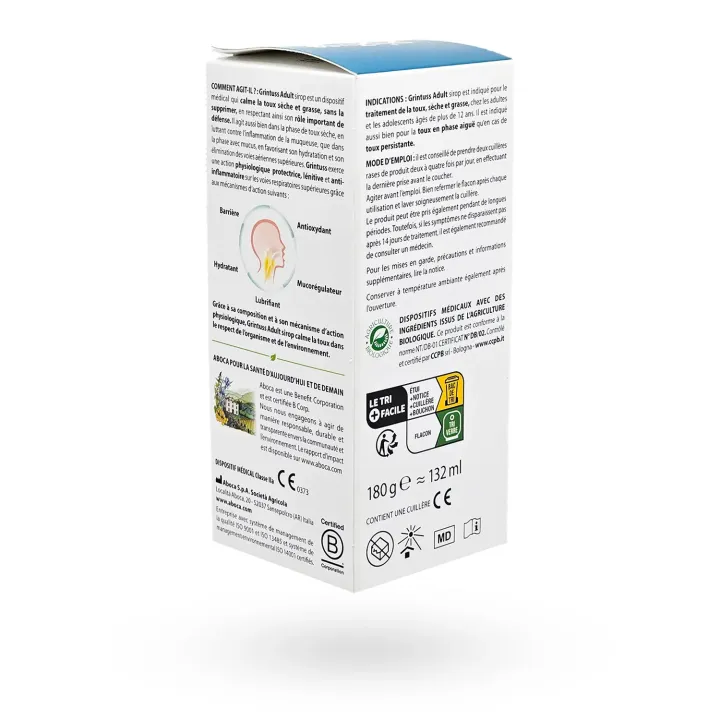 Grintuss Sirop Adultes – Sirop naturel contre la toux sèche et grasse 180 g | Pharmacie en ligne