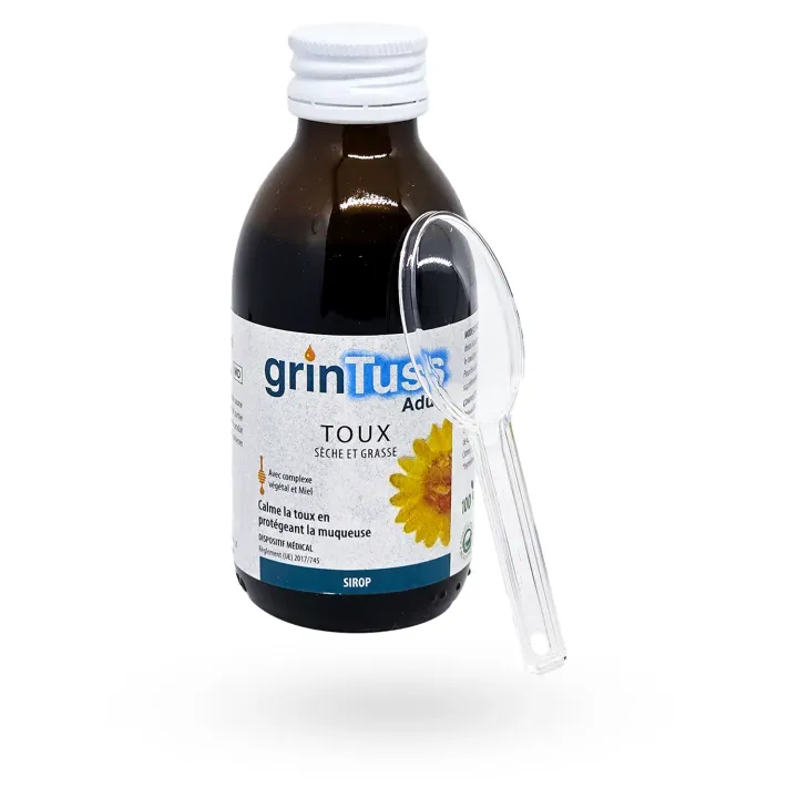 Grintuss Sirop Adultes – Sirop naturel contre la toux sèche et grasse 180 g | Pharmacie en ligne