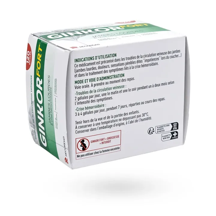 Ginkor Fort Hémorroïde Jambes Lourdes 120 Gélules | Pharmacie en ligne