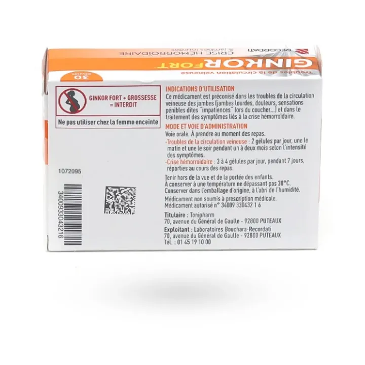 Ginkor Fort Hémorroïdes Jambes Lourdes 30 gélules | Pharmacie en ligne