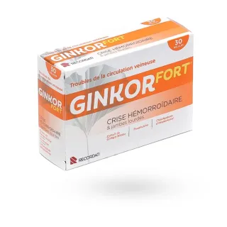 Ginkor Fort crise hémorroïdaire jambes lourdes 30 gélules