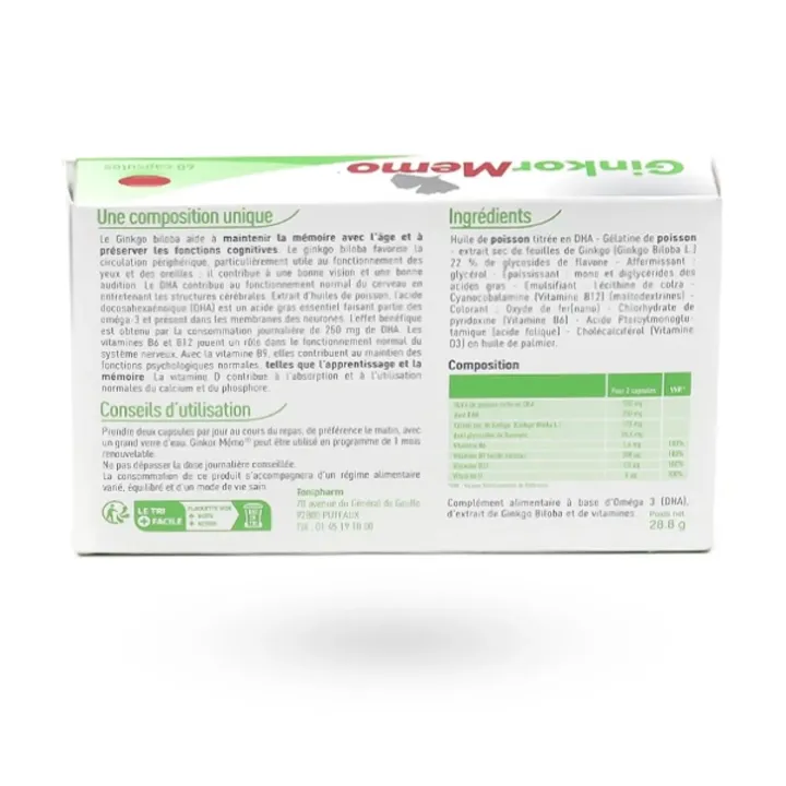 Ginkor Mémo capital cérébral 60 capsules - Mémoire & fonctions cognitives | Pharmacie en ligne