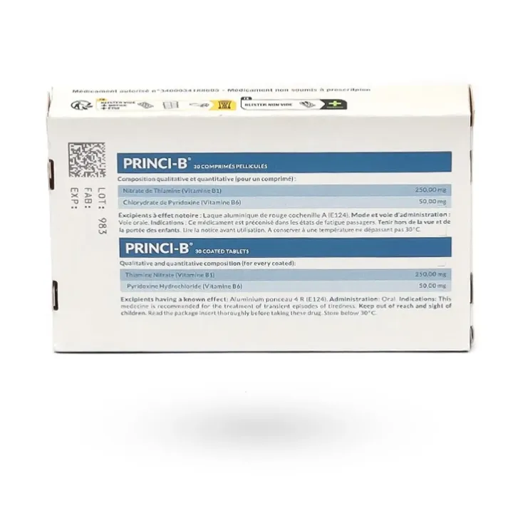Princi-B vitamines B1 B6 30 comprimés | Pharmacie en ligne