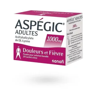 Aspégic adultes 1000 mg douleurs et fièvre 20 sachets