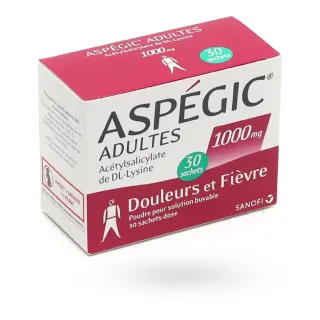Aspégic adultes 1000 mg douleurs et fièvre 30 sachets