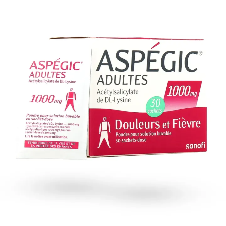 Aspégic Adultes 1000 mg – 30 sachets | Douleurs et Fièvre – Pharmacie en ligne