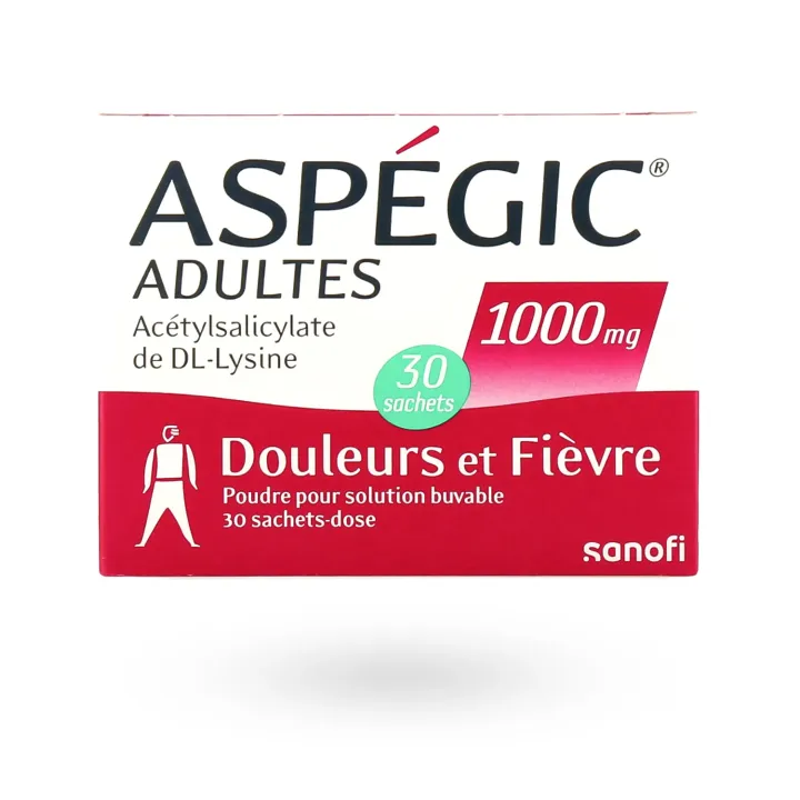 Aspégic Adultes 1000 mg – 30 sachets | Douleurs et Fièvre – Pharmacie en ligne
