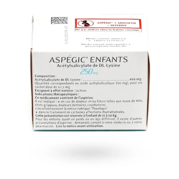 Aspégic Enfants 250 mg (20 sachets) – Douleurs & Fièvre | Pharmacie en ligne