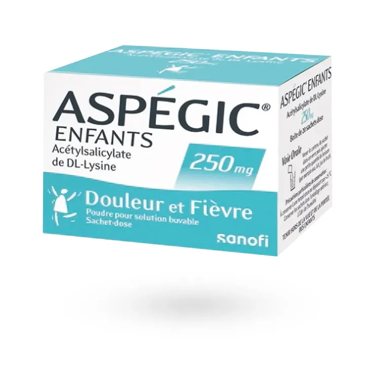 Aspégic Enfants 250 mg (20 sachets) – Douleurs & Fièvre | Pharmacie en ligne