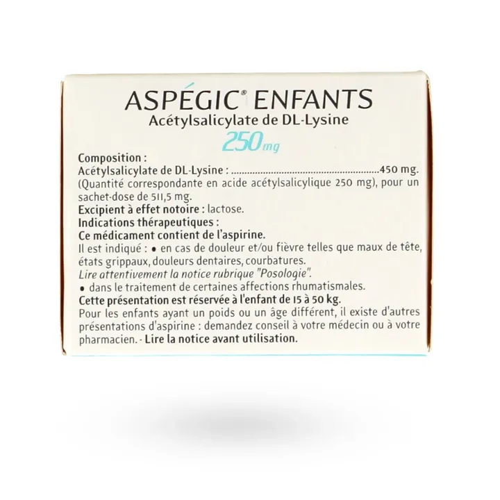 Aspégic Enfants 250 mg (20 sachets) – Douleurs & Fièvre | Pharmacie en ligne