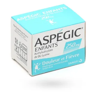 Aspégic enfants 250 mg douleurs et fièvre 20 sachets