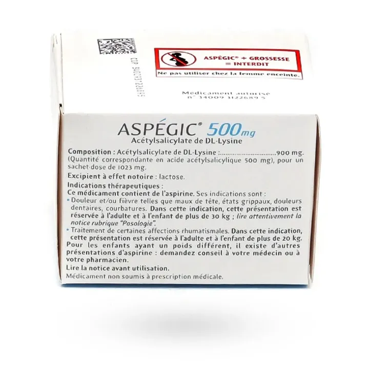 Aspégic 500 mg – 30 sachets douleur et fièvre | Pharmacie en ligne