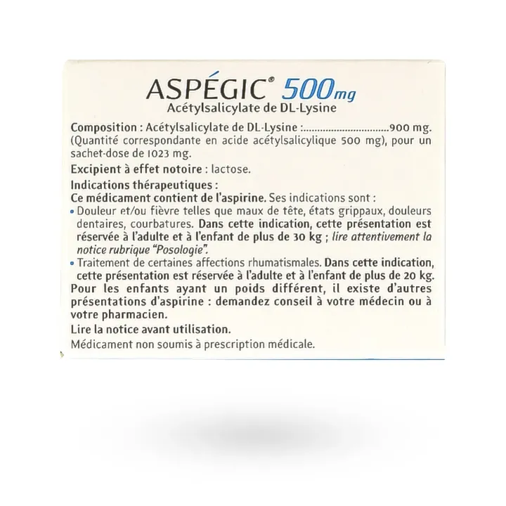 Aspégic 500 mg – 30 sachets douleur et fièvre | Pharmacie en ligne