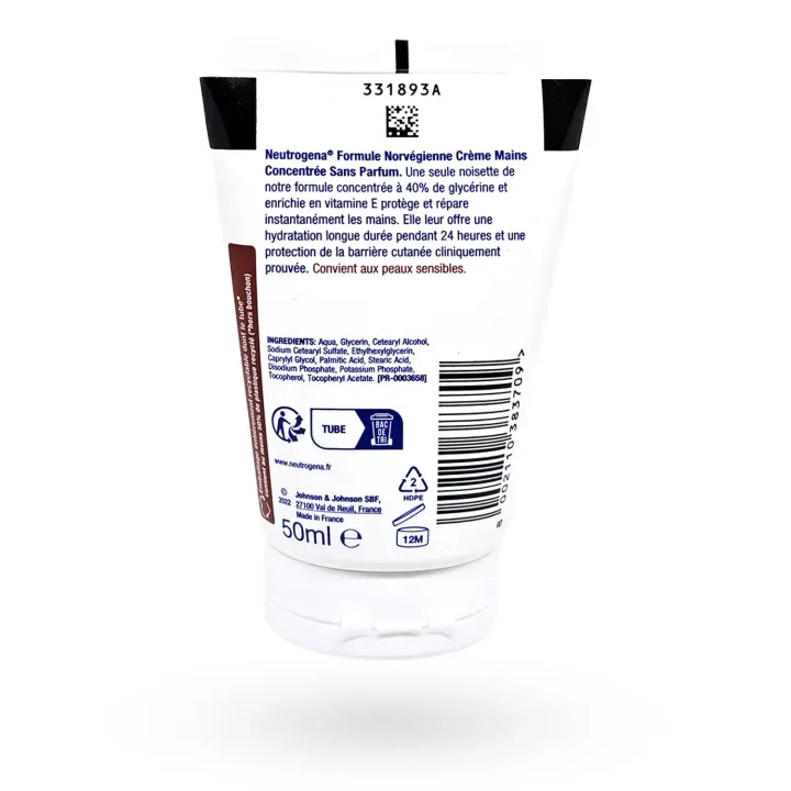 Neutrogena crème mains Formule Norvégienne sans parfum 50 ml - Lot de 2x50 ml | Pharmacie en ligne