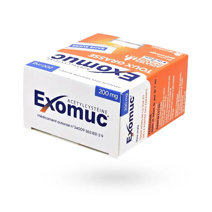 Exomuc 200 mg acétylcystéine – Sachets solution buvable mucolytique | Pharmacie en ligne