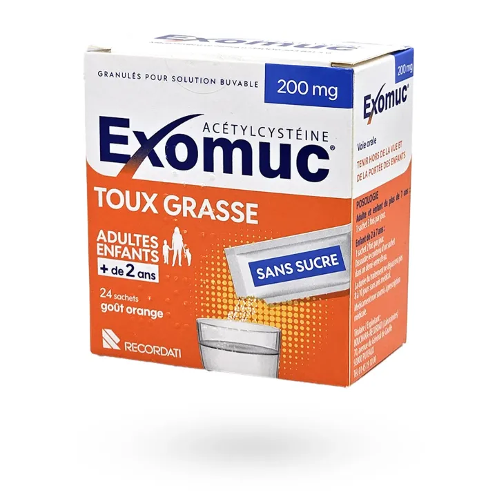 Exomuc 200 mg acétylcystéine – Sachets solution buvable mucolytique | Pharmacie en ligne