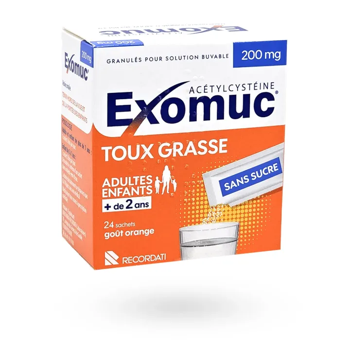 Exomuc 200 mg acétylcystéine – Sachets solution buvable mucolytique | Pharmacie en ligne