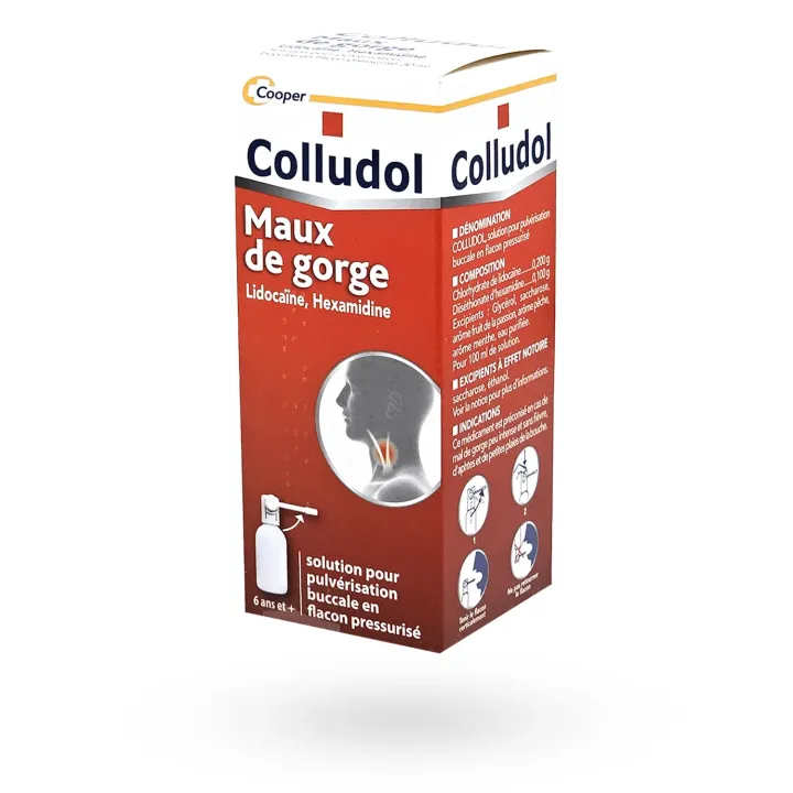 Colludol Maux de Gorge spray buccal 30 ml – Hexamidine Lidocaïne | Pharmacie en ligne