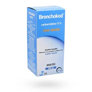 Bronchokod 5 % sans sucre adultes sirop toux grasse 250 ml