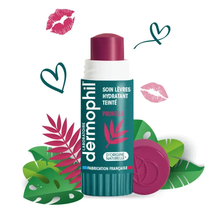 Dermophil Stick Lèvres Teinté Prunelle 4 g – Hydratation & Couleur | Pharmacie en ligne