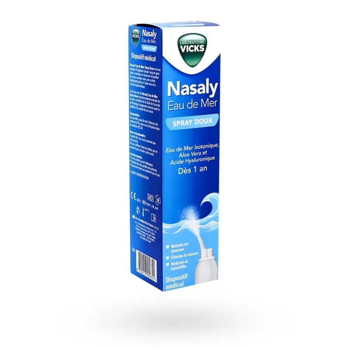 Vicks Nasaly Eau de mer Spray doux 120 ml – Hygiène nasale dès 1 an | Pharmacie en ligne