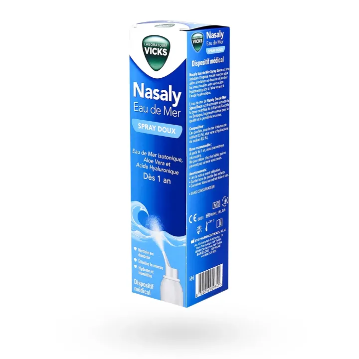 Vicks Nasaly Eau de mer Spray doux 120 ml – Hygiène nasale dès 1 an | Pharmacie en ligne