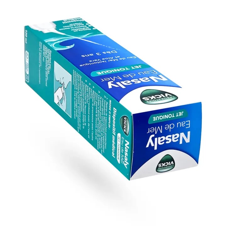 Vicks Nasaly Eau de mer Jet tonique 120 ml – Spray nasal nez bouché dès 3 ans | Pharmacie en ligne