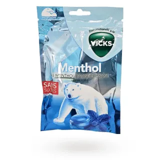 Vicks bonbons menthe forte sans sucre au menthol rafraîchissant 72 g