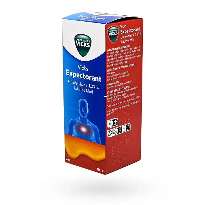 Vicks Expectorant Sirop Adultes Miel 180 ml – Traitement de la toux grasse | Pharmacie en ligne
