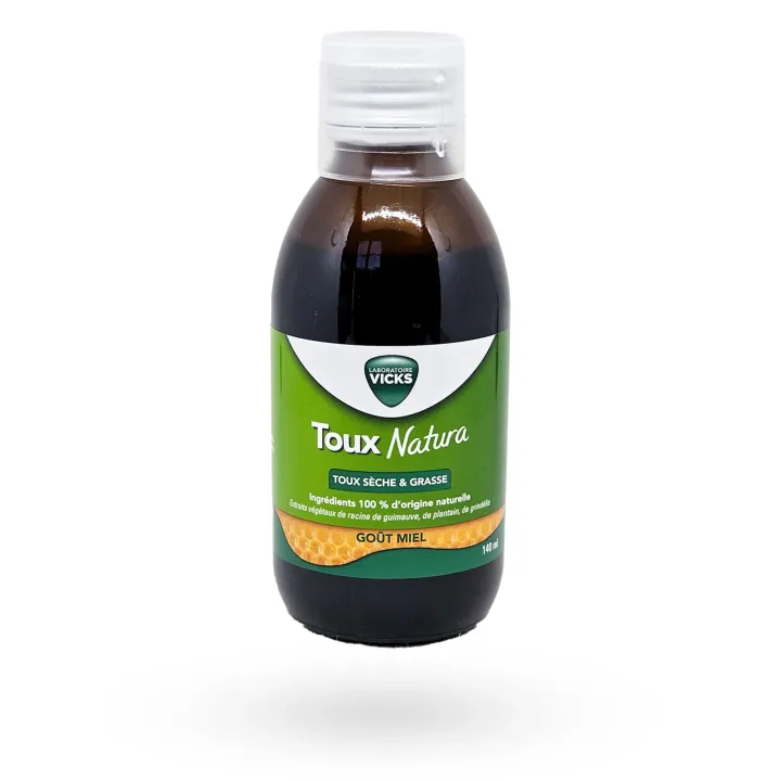 Vicks Toux Natura sirop toux sèche & grasse goût miel 140 ml – Soulagement naturel dès 12 ans | Pharmacie en ligne