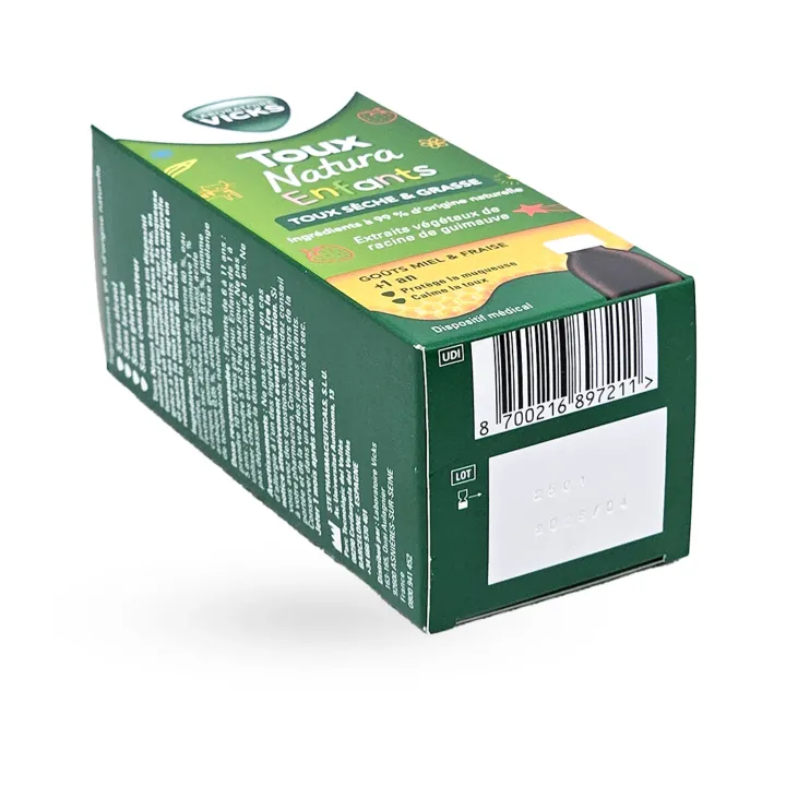 Vicks Toux Natura Enfants sirop toux sèche & grasse miel fraise 140 ml – Dès 1 an | Pharmacie en ligne