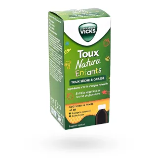Vicks Toux Natura enfants sirop toux sèche & grasse goût miel fraise 140 ml