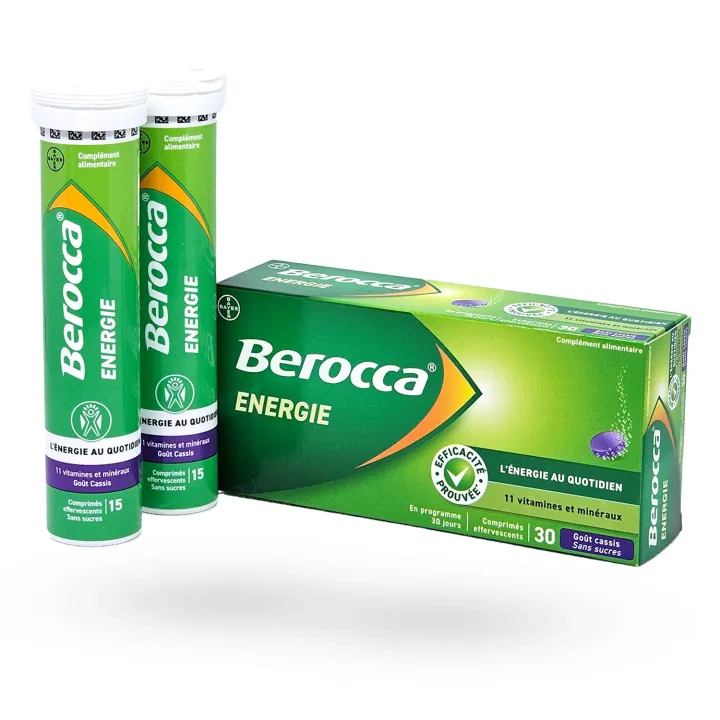 Berocca Énergie Cassis sans sucres 30 comprimés effervescents – Multivitamines fatigue adulte | Pharmacie en ligne
