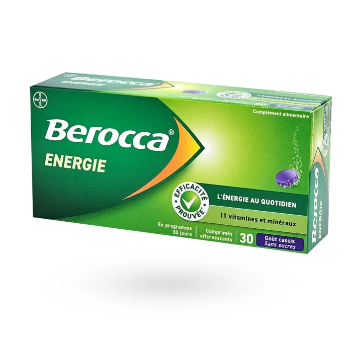 Berocca Énergie Cassis sans sucres 30 comprimés effervescents – Multivitamines fatigue adulte | Pharmacie en ligne