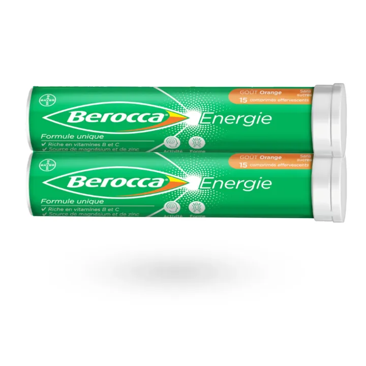 Berocca Énergie goût orange sans sucre – Comprimés effervescents énergie & concentration | Pharmacie en ligne