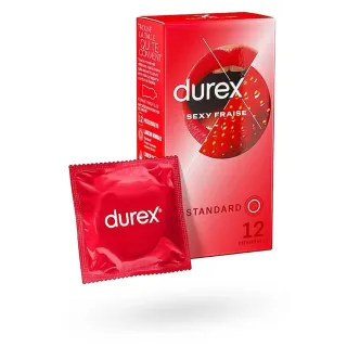 Durex Sexy Fraise préservatifs standards goût fraise 12 préservatifs