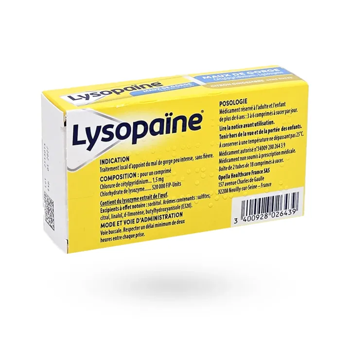 Lysopaïne Citron Gingembre Sans Sucre mal de gorge | Pharmacie en ligne