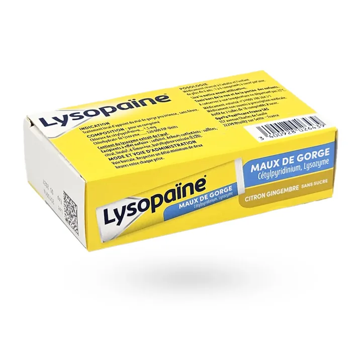 Lysopaïne Citron Gingembre Sans Sucre mal de gorge | Pharmacie en ligne