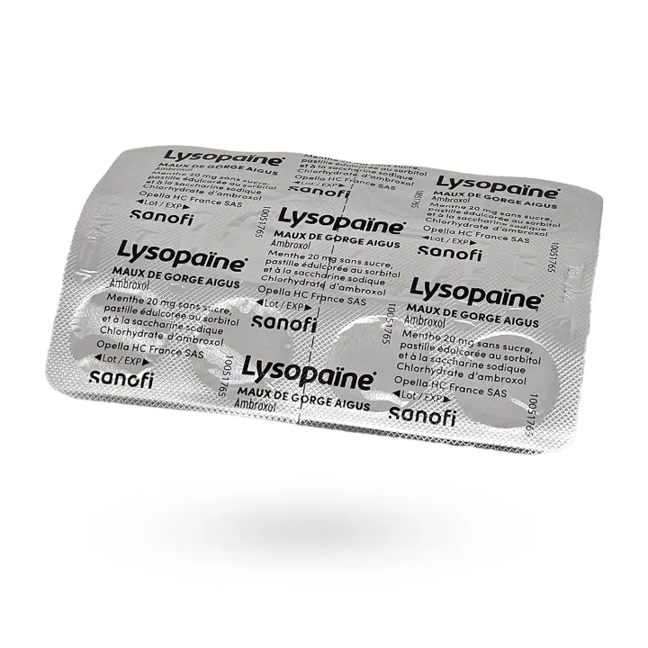 Lysopaïne Ambroxol Menthe 20 mg Sans Sucre maux de gorge | Pharmacie en ligne