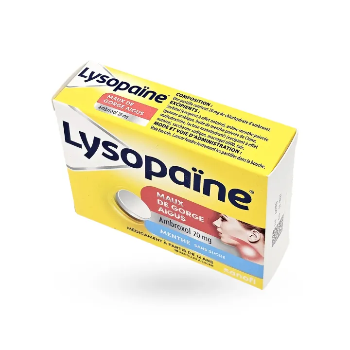 Lysopaïne Ambroxol Menthe 20 mg Sans Sucre maux de gorge | Pharmacie en ligne