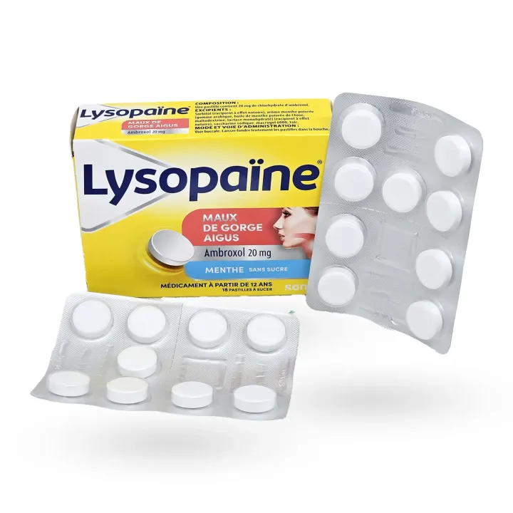 Lysopaïne Ambroxol Menthe 20 mg Sans Sucre maux de gorge | Pharmacie en ligne