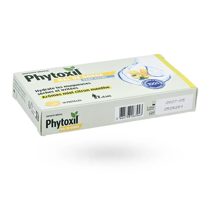 Phytoxil Mal de gorge miel citron menthe sans sucre 16 pastilles | Pharmacie en ligne