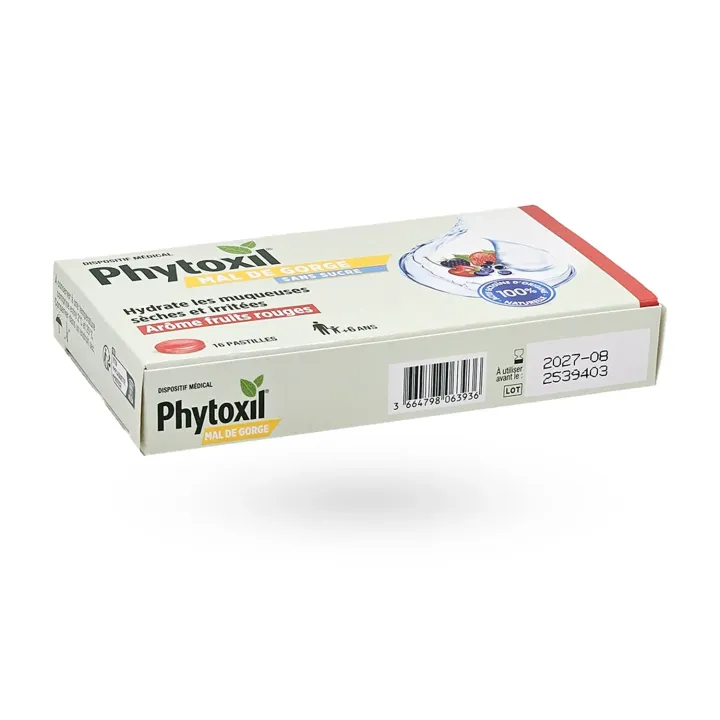 Phytoxil Mal de gorge fruits rouges sans sucre 16 pastilles | Pharmacie en ligne