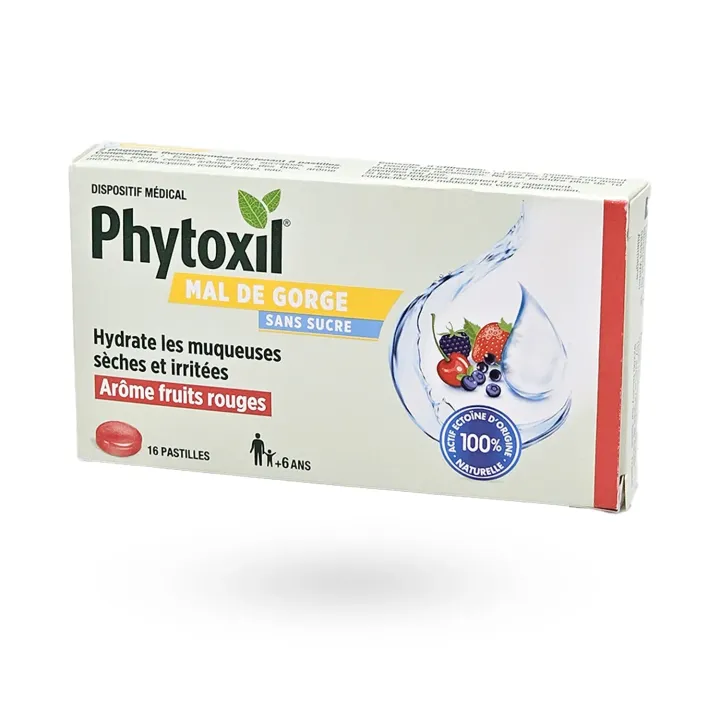 Phytoxil Mal de gorge fruits rouges sans sucre 16 pastilles | Pharmacie en ligne