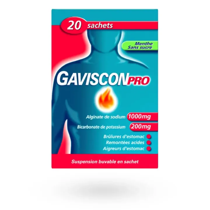 GavisconPro menthe sans sucre suspension buvable 20 sachets| Pharmacie en ligne